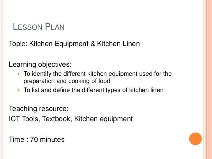 Kitchen equipment and kitchen linen