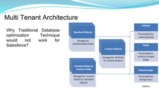Multi Tenant Architecture
Why Traditional Database
optimization Technique
would not work for
Salesforce?
 