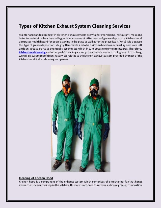 Types Of Kitchen Exhaust System Cleaning Services