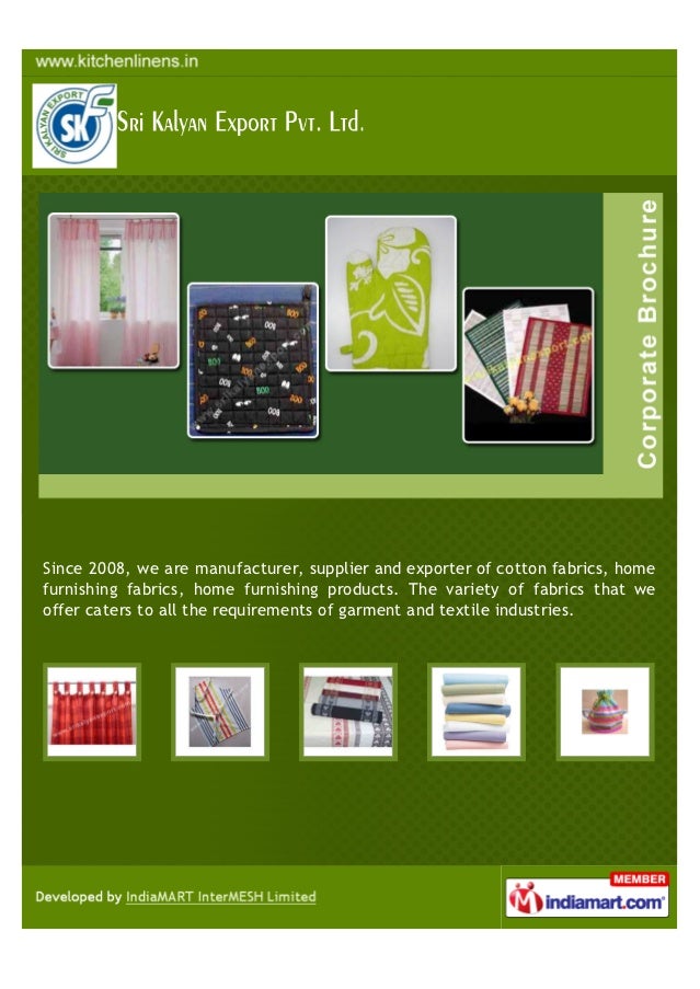 Sri Kalyan Export Private Limited, Erode, Home Furnishing Products