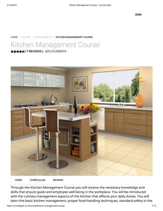 Kitchen Management Course - Course Gate | PDF