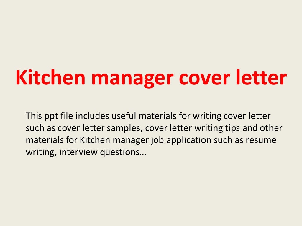 Kitchen manager cover letter
