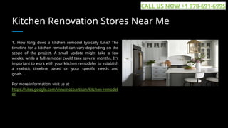 Kitchen Renovation Stores Near Me
1. How long does a kitchen remodel typically take? The
timeline for a kitchen remodel can vary depending on the
scope of the project. A small update might take a few
weeks, while a full remodel could take several months. It's
important to work with your kitchen remodeler to establish
a realistic timeline based on your specific needs and
goals. ...
For more information, visit us at
https://sites.google.com/view/nocoartisan/kitchen-remodel
er
CALL US NOW +1 970-691-6995
 