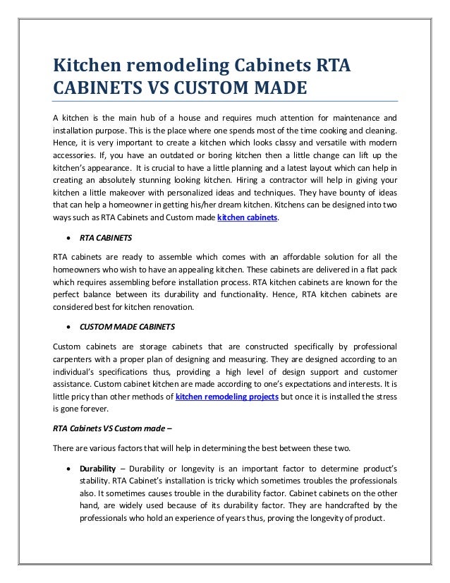 Kitchen Remodeling Cabinets Rta Cabinets Vs Custom Made