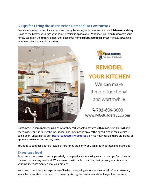 5 Tips For Hiring The Best Kitchen Remodeling Contractors