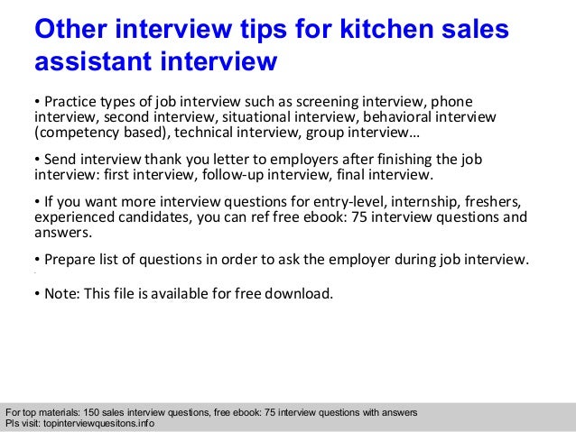 Kitchen sales assistant interview questions and answers