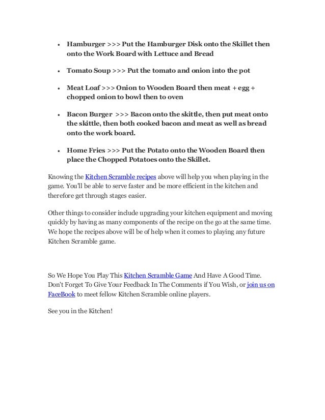 Kitchen Scramble Game On Facebook Kitchen Scramble Game On Facebook