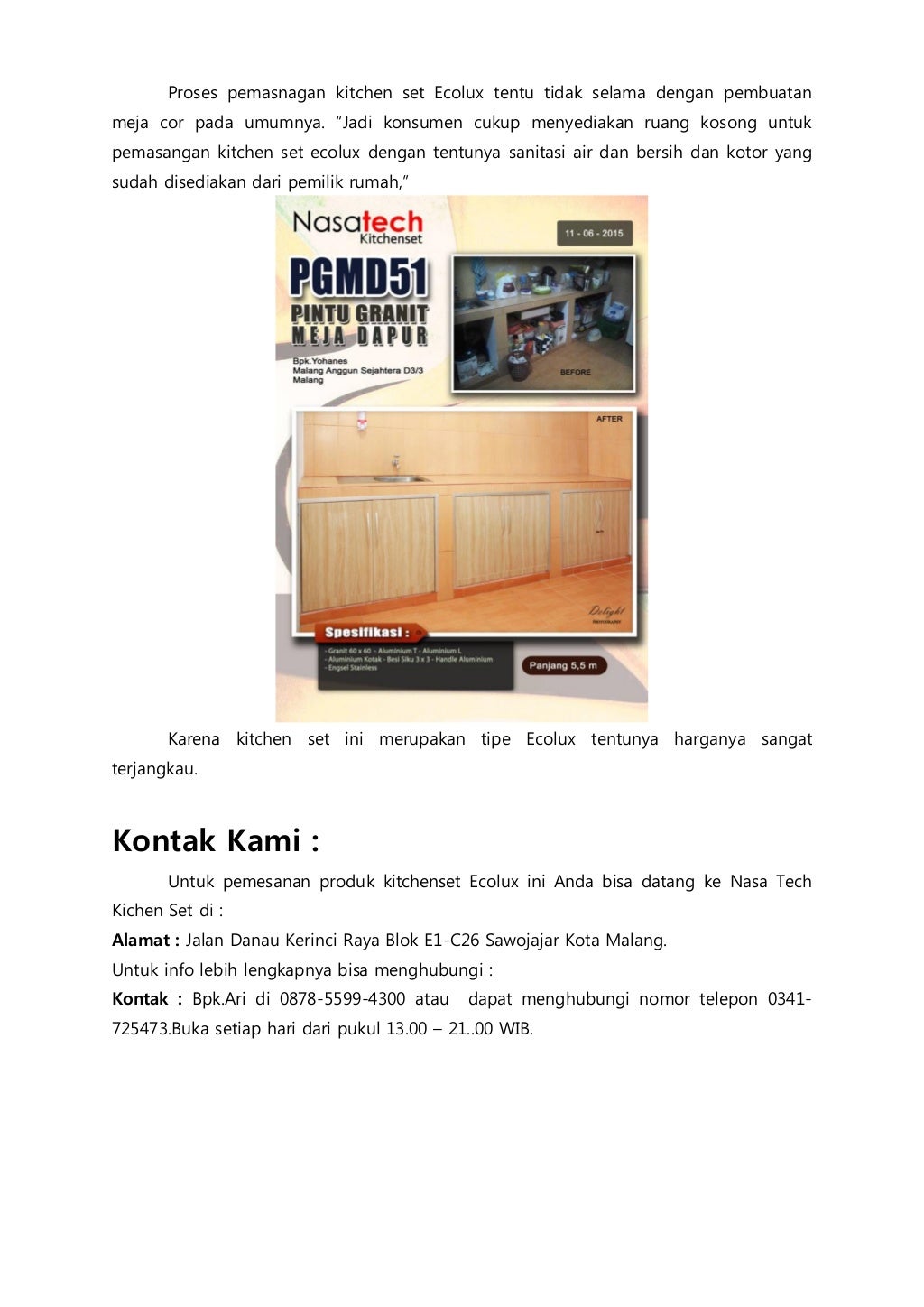 Kitchen Set Minimalis Malang - Kitchen Set Murah - 087855994300