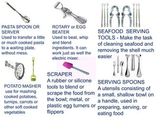 TYPES OF KITCHEN TOOL AND EQUIPMENT AND THEIR USES 