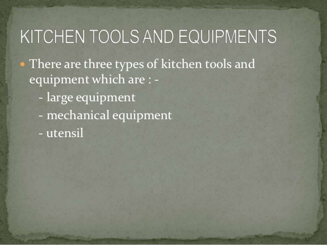 essay questions about kitchen tools and equipment