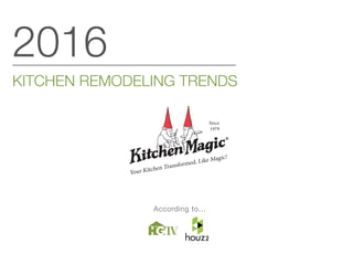 KITCHEN REMODELING TRENDS
Your Kitchen Transformed, Like Magic!
Since
1979
2016
According to...
 