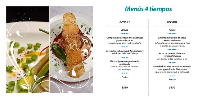 Menu De 4 Tiempos Para Eventos