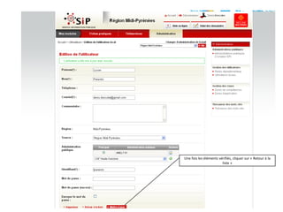 Une fois les éléments vérifiés, cliquer sur « Retour à la liste »