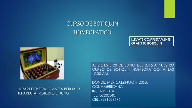 CURSO DE BOTIQUÍN HOMEOPATICO