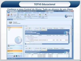 TOTVS Educacional
Conheça a nova Central do Aluno: Tudo ao alcance de um clique




                                                                14
 