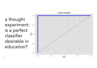 a thought
experiment:
is a perfect
classifier
desirable in
education?
20
 