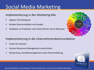 Social Media MarketingDie Top 10 der Social Media Kommunikation im B2B  1. linkedIn  2. XING  3. facebook  4. twitter  5. YouTube  6. Wikipedia  7. slideshare  8. Scribd  9. Naymz10. Metacafe            (Liste von SF Interactive Performance)