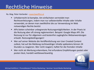 Der 7 Punkte-StartSichern Sie sich Ihre Vanity URLs in Social Media NetzwerkenFügen Sie Social Media in Ihre Homepage einAnimieren Sie Passanten zu Social MediaBewegen Sie Kunden dazu Ihr Geschäft positiv zu bewertenSorgen Sie für eine lebendige und gute Online Reputation imSocial Network, Suchmaschinen sowie BewertungsplattformenBleiben Sie offen für InnovationenEinmalige Fehler sind InvestitionenWer nur den Fuß-Stapfen anderer folgt, kann nicht Überholen!