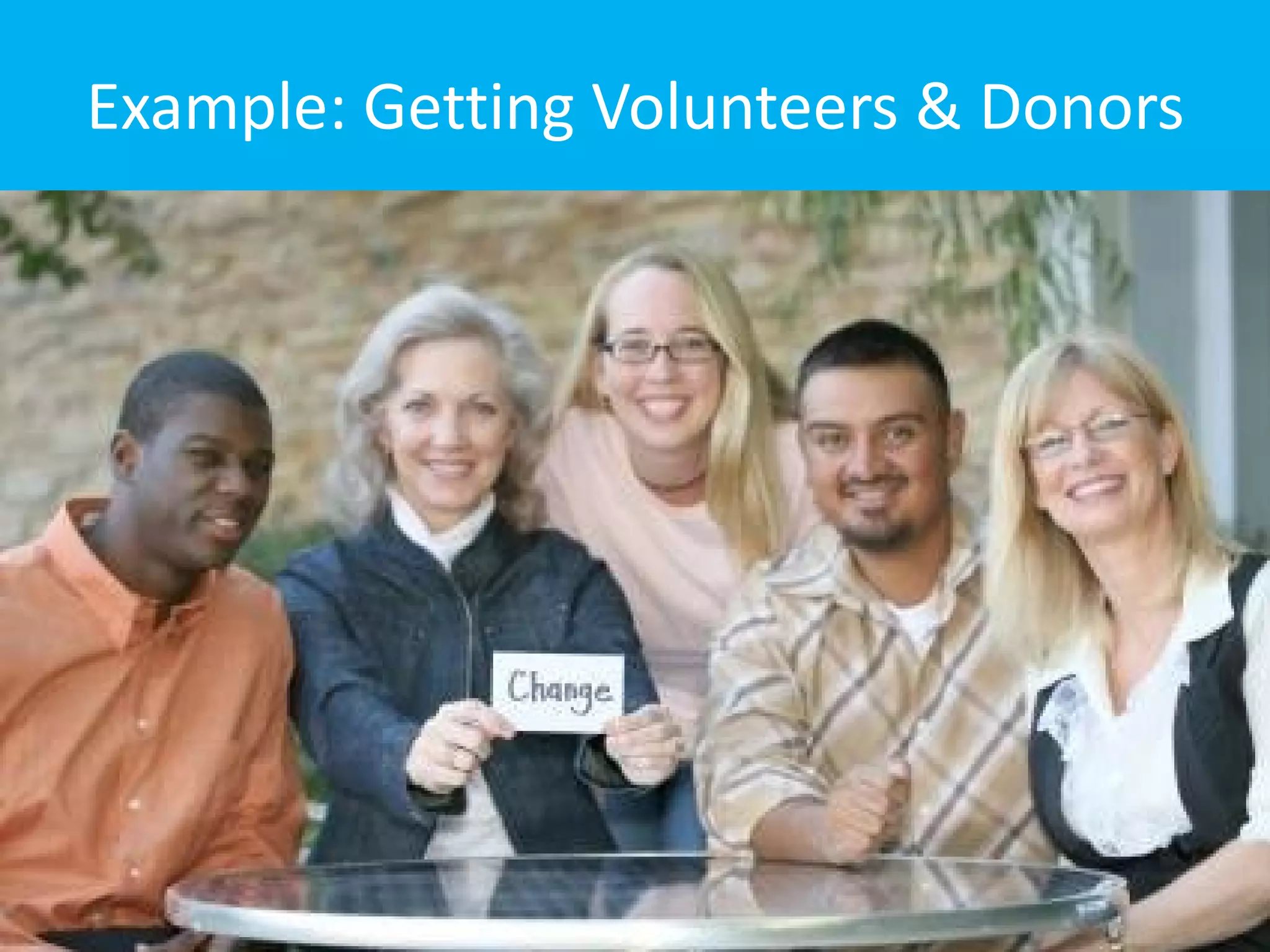 Example: Getting Volunteers & Donors
 