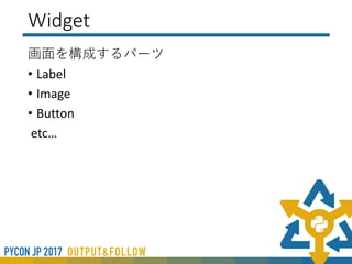 Kivyの機能について
ここで説明するのはごく一部の機能です
 