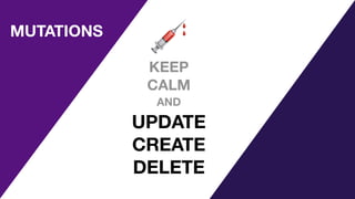 UPDATE
CREATE
DELETE
MUTATIONS
💉
KEEP
CALM
AND
 