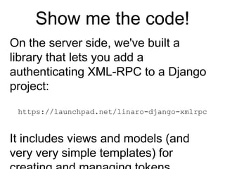 Back to BasicAnd if you're operating over HTTPS, you might as well just just good old RFC 2617 Basic Authentication...... but with tokens rather than passwords
