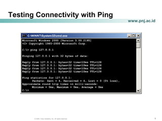 999© 2004, Cisco Systems, Inc. All rights reserved.
www.pnj.ac.id
Testing Connectivity with Ping
 