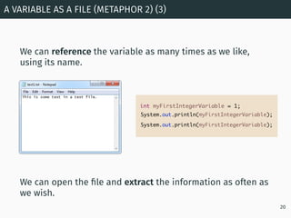 We can reference the variable as many times as we like,
using its name.
We can open the ﬁle and extract the information as...