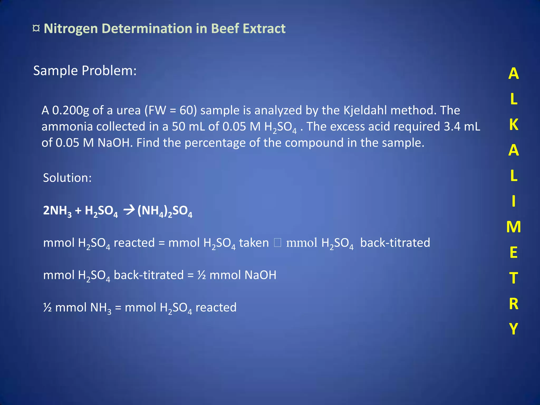 Example Kjeldahl Method