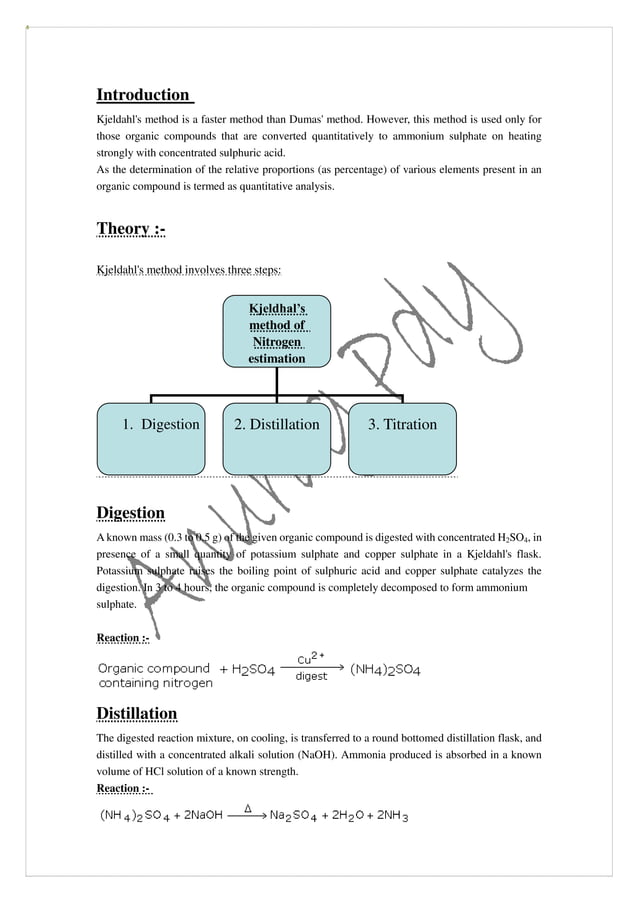 Kjeldhal method | PDF