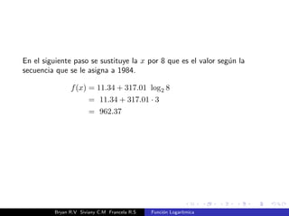 j log2(x  3) + 2 j 
Bryan R.V Siviany C.M Francela R.S Funcion Logartmica 
 