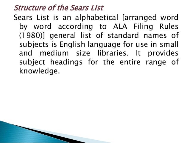 SEARS SUBJECT HEADINGS EBOOK SEARS SUBJECT HEADINGS EBOOK
