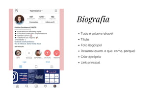 Biografia
Tudo é palavra-chave!
Título
Foto (logotipo)
Resumo (quem, o que, como, porque)
Criar #própria
Link principal
 