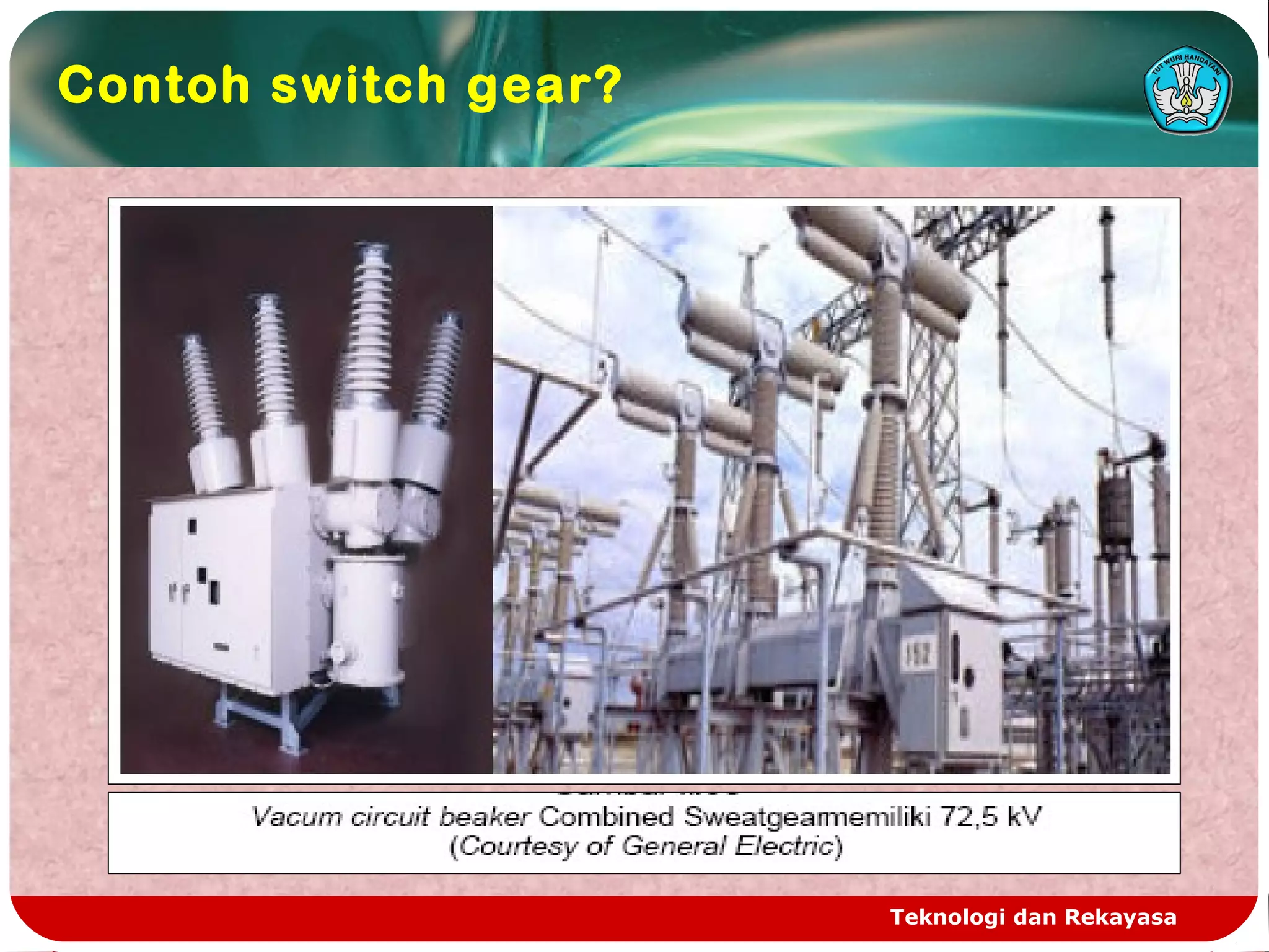 Teknologi dan Rekayasa
Contoh switch gear?
 