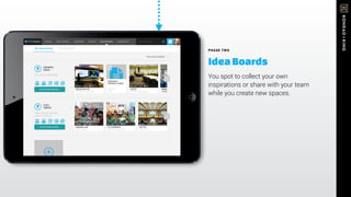 PHASE TWO
IdeaBoards
Your spot to collect your own
inspirations or share with your team
while you create new spaces.
 