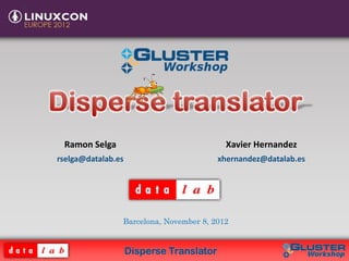 Disperse Translator
Ramon Selga
rselga@datalab.es
Xavier Hernandez
xhernandez@datalab.es
Barcelona, November 8, 2012
 