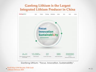 Ganfeng Lithium is the Largest
Integrated Lithium Producer in China
Ganfeng Lithium: “Focus, Innovation, Sustainability”.
...