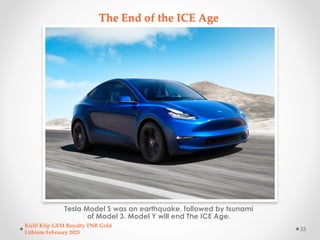 The End of the ICE Age
Tesla Model S was an earthquake, followed by tsunami
of Model 3. Model Y will end The ICE Age.
Kiri...