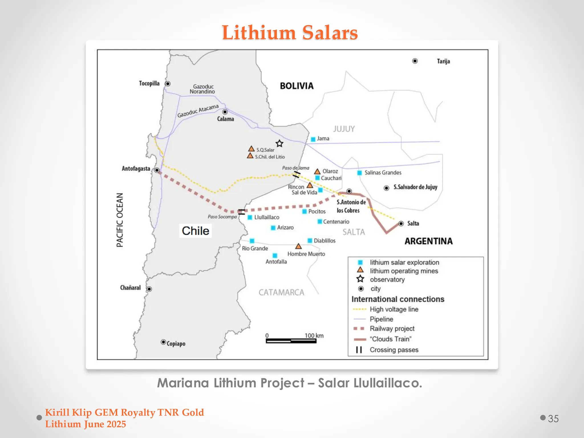 Lithium Salars
Mariana Lithium Project – Salar Llullaillaco.
Kirill Klip GEM Royalty TNR Gold
Lithium June 2025
35
 