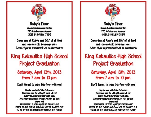 King Kekaulike High School Project Graduation Fundraiser Flyer