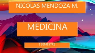 NICOLAS MENDOZA M.
MEDICINA
I SEMESTRE
 