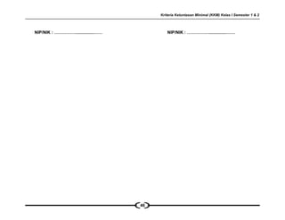 Kriteria Ketuntasan Minimal (KKM) Kelas I Semester 1 & 2
NIP/NIK : ……………...............…… NIP/NIK : ……………...............……
46
 