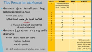 Tips Pencarian Maklumat
►Gunakan ejaan transliterasi bagi
bahan berbahasa Arab
▪ Contoh judul buku:
gunakan
al-Khulasah al...
