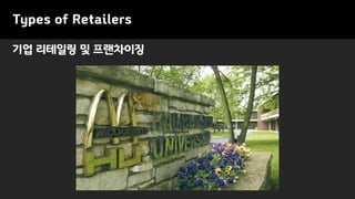 기업 리테일링 및 프랜차이징
Types of Retailers
 