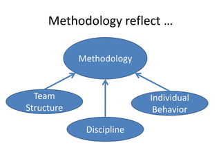 Methodology reflect …
Methodology
Team
Structure
Individual
Behavior
Discipline
 