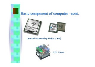 Basic component of computer –cont.
Central Processing Units (CPU)
CPU Cooler
 