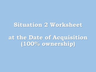 Situation 2 Worksheet
at the Date of Acquisition
(100% ownership)
 