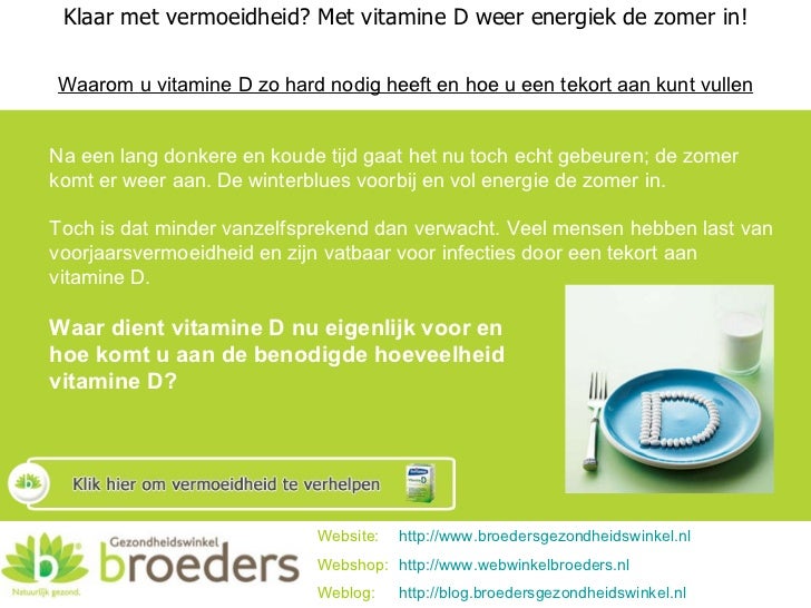 Klaar Met Vermoeidheid Neem Vitamine D