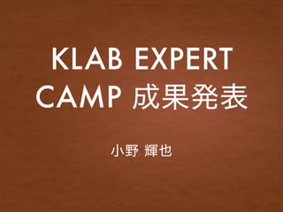 KLAB EXPERT
CAMP 成果発表
小野 輝也
 