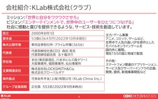 © KLab Inc. 2022
4
コーポレートサイト紹介
https://www.klab.com/jp/
 